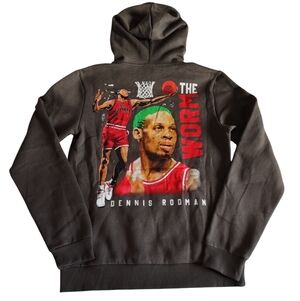 Dennis Rodman Small Grey Pullover The Worm Graphic Hoodie